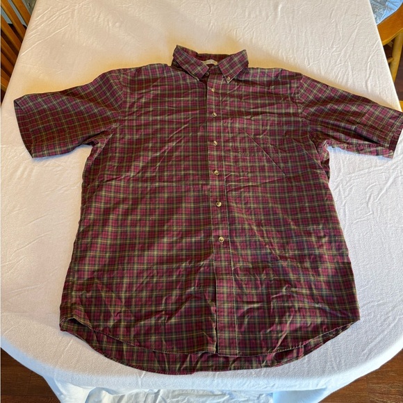 L.L. Bean Red and Green Casual Button Down Shirt with Plaid Pattern - Picture 1 of 6